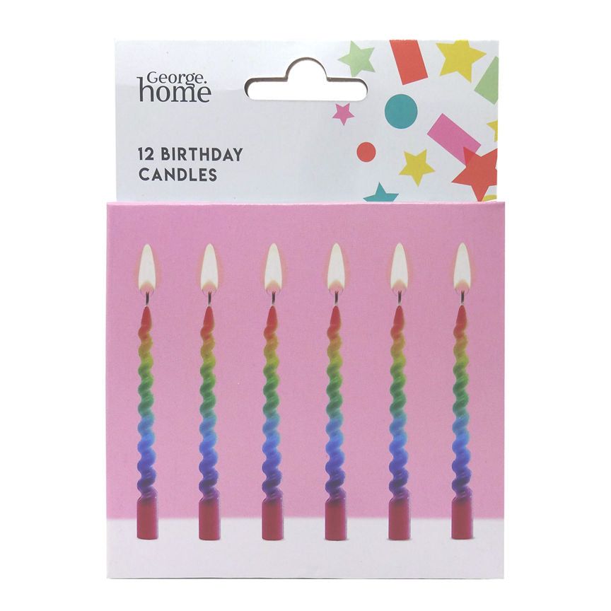 George Home 12 Birthday Rainbow Twist Candles