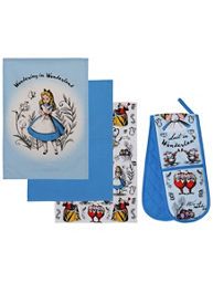 George Home Alice In Wonderland Tea Towel Set And Oven Glove Set