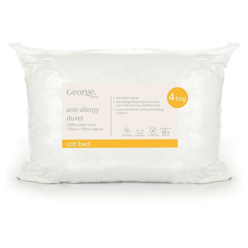 George Home Anti Allergy 4 Tog Filled Duvet - Cotbed