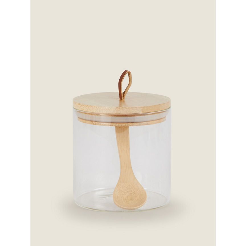 George Home Bamboo Bath Salt Glass Canister