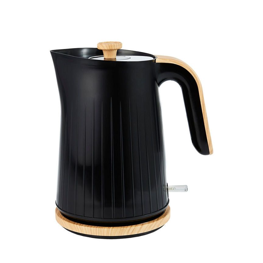 George Home Black And Wood Textured Scandi Fast Boil Kettle 1.7L