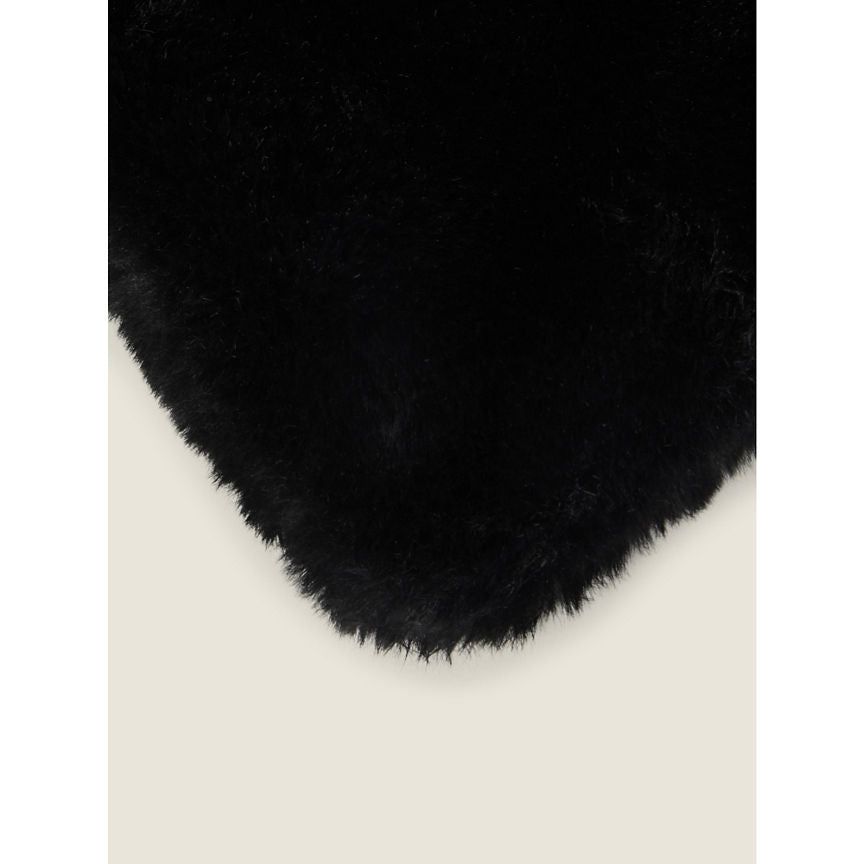 George Home Black Faux Fur Hot Water Bottle