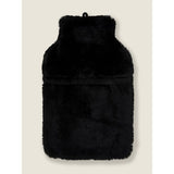 George Home Black Faux Fur Hot Water Bottle