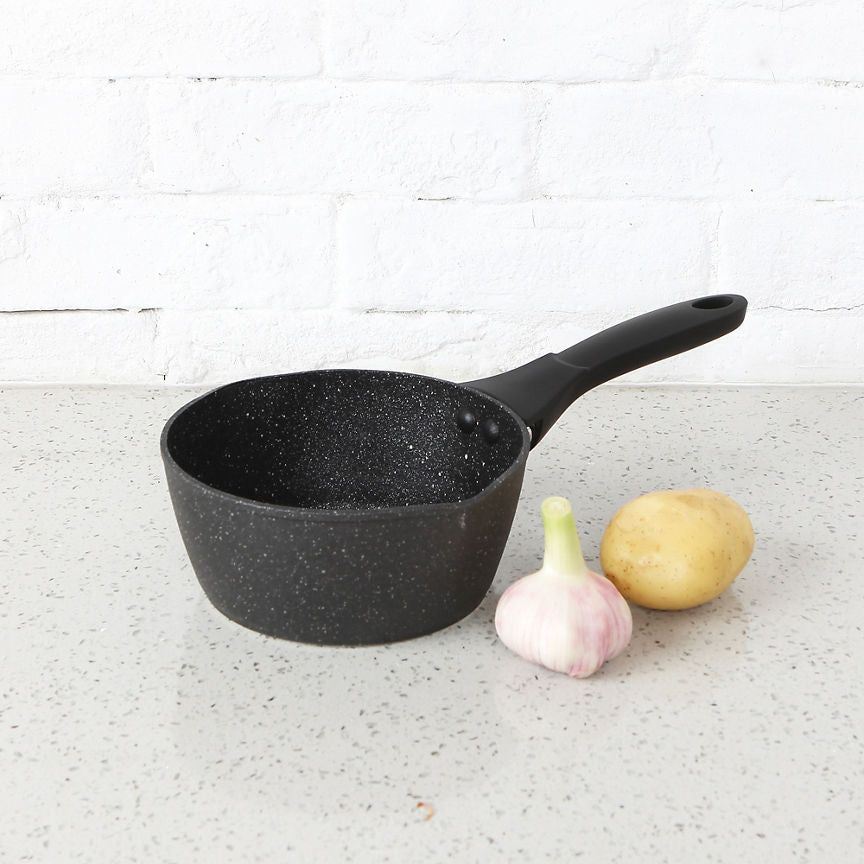 George Home Black Marble Effect Soft Grip Saucepan 16cm