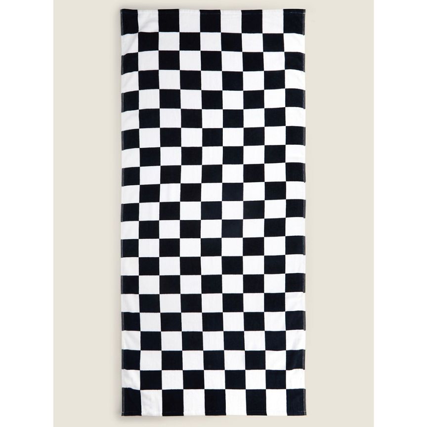 George Home Black &amp;amp; White Checkerboard Printed Cotton Towel