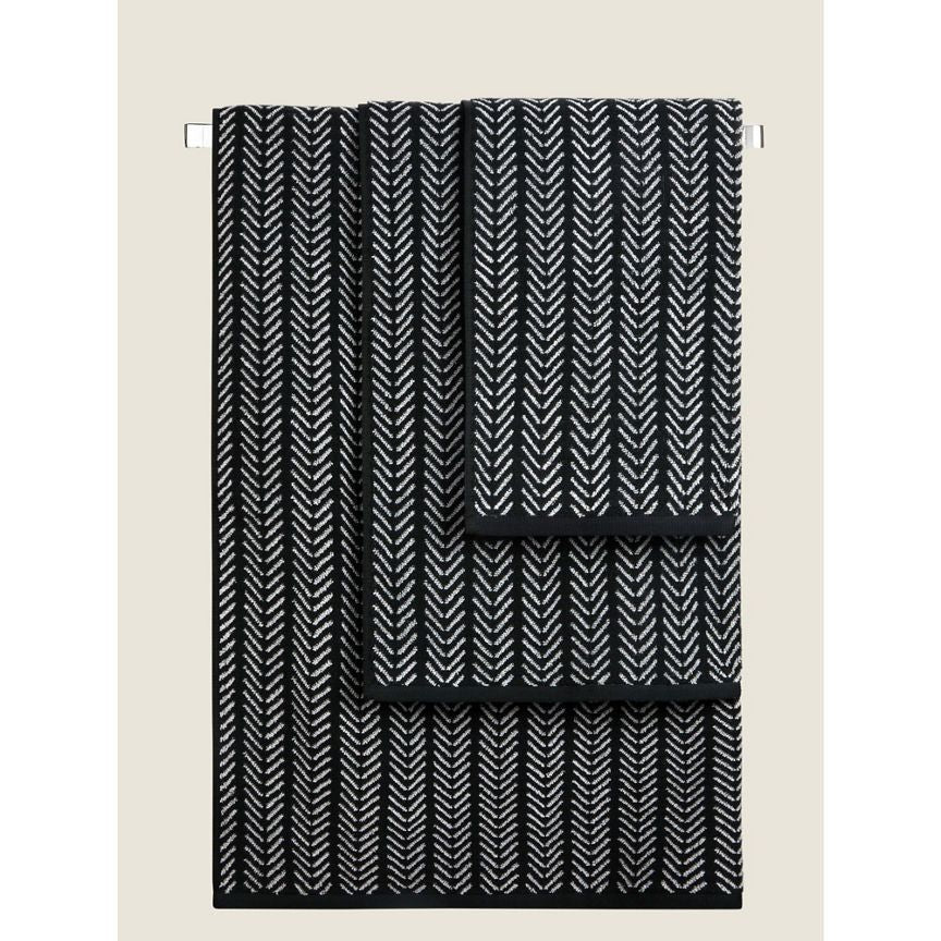 George Home Black &amp;amp; White Herringbone Bath Sheet