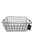 George Home Black Wire Storage Basket with Wood Handle