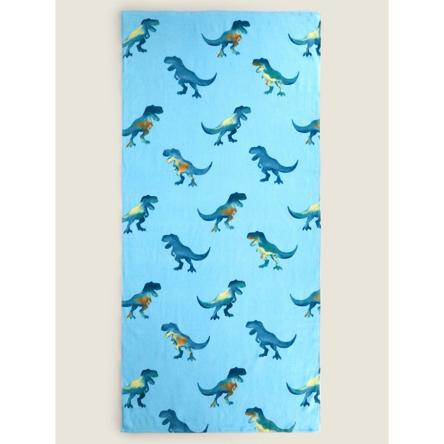 George Home Blue Dino Printed Cotton Towel