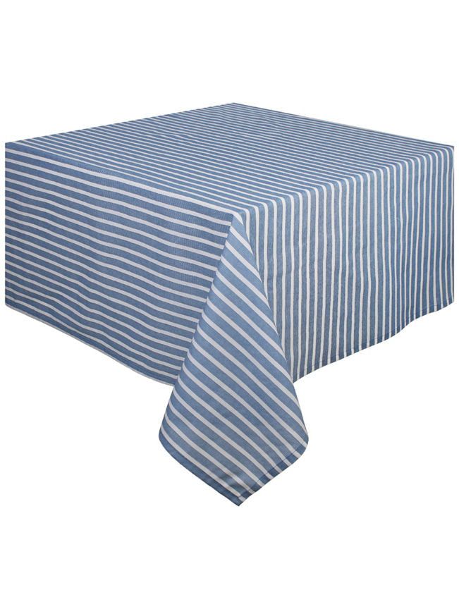 George Home Blue &amp;amp; White Riviera Blue Stripe Tablecloth