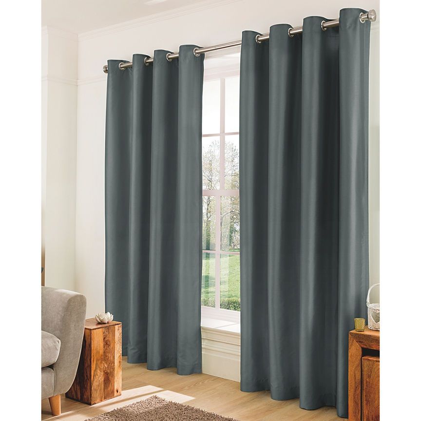 George Home Charcoal Faux Silk Curtains