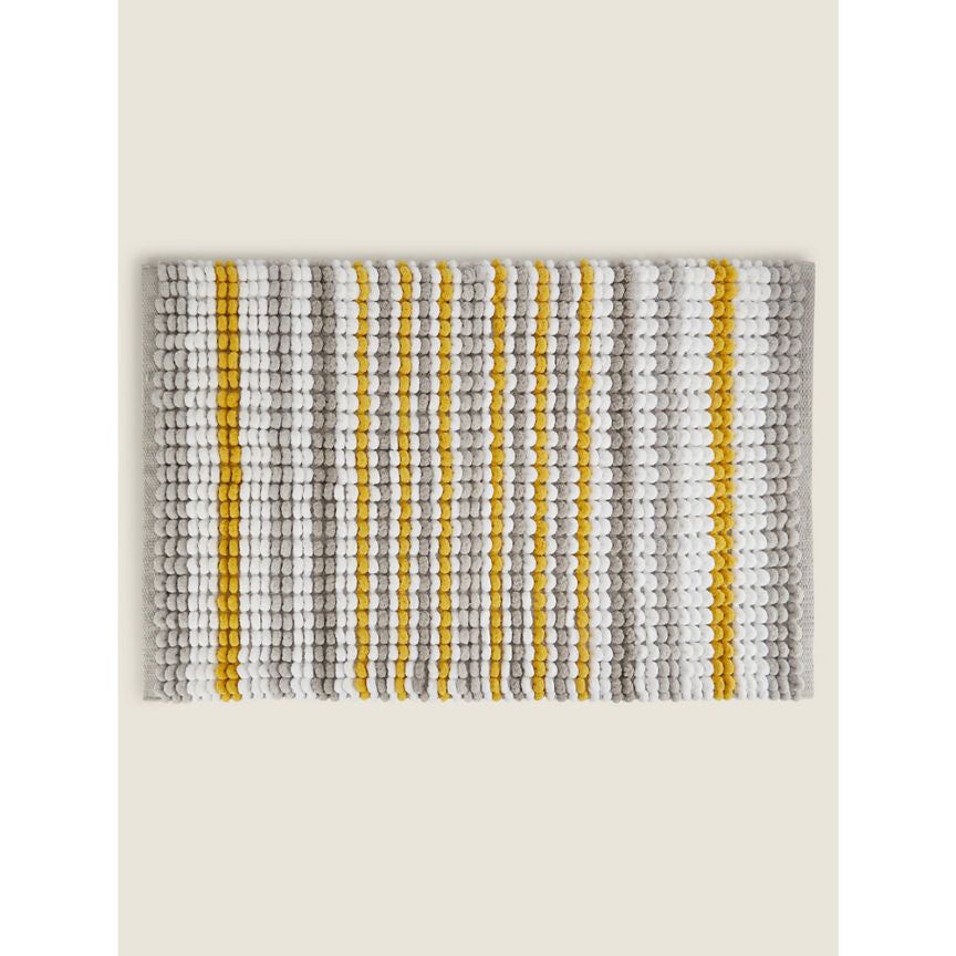 George Home Chenille Grey and Yellow Stripe Bath Mat