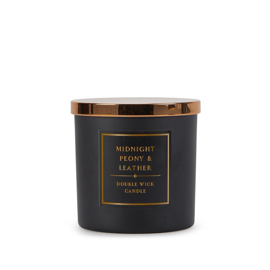 George Home Classic Midnight Peony and Leather Double Wick Candle