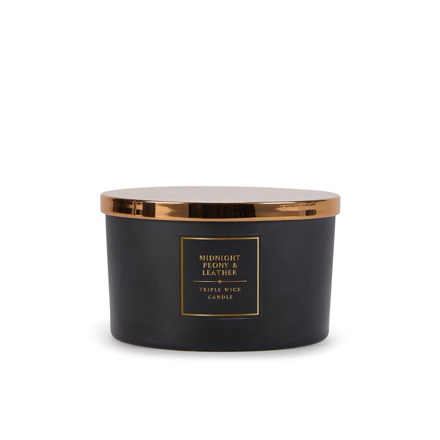 George Home Classics Midnight Peony and Leather Triple Wick Candle