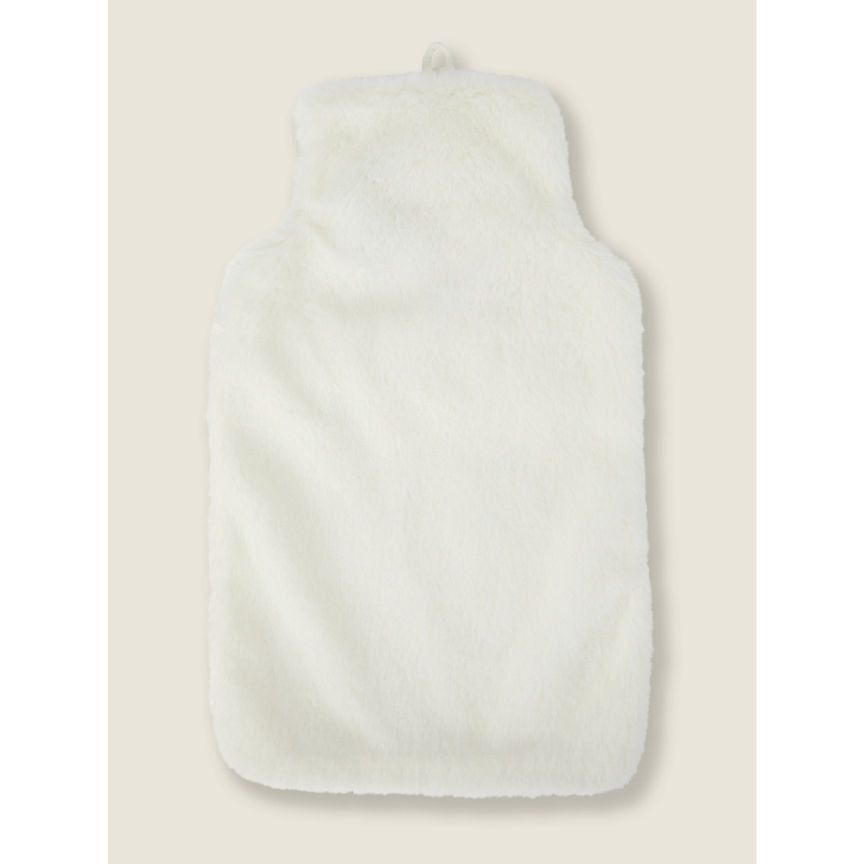 George Home Cream Faux Fur Hot Water Bottle