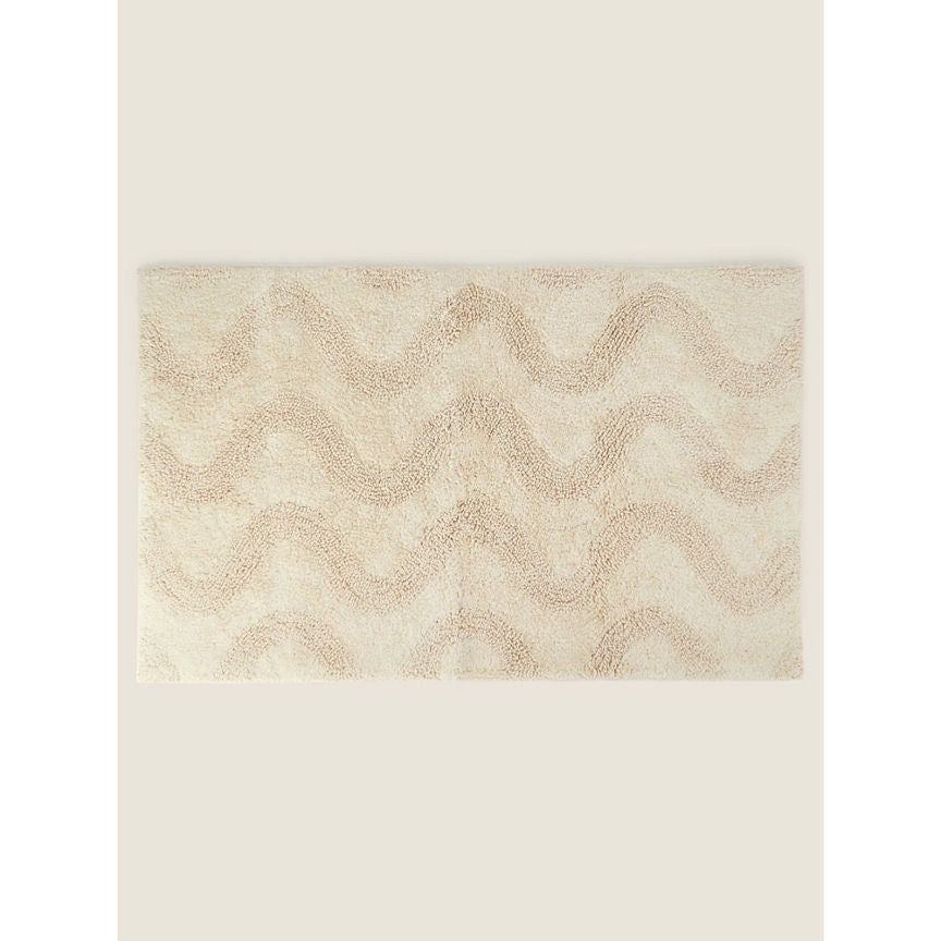 George Home Cream Sculptured Wiggle Tufted Bath Mat