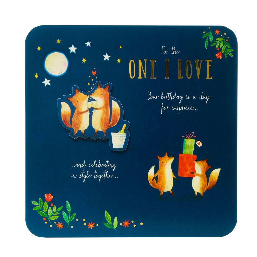 George Home Cute Foxes One I Love Birthday Large Card