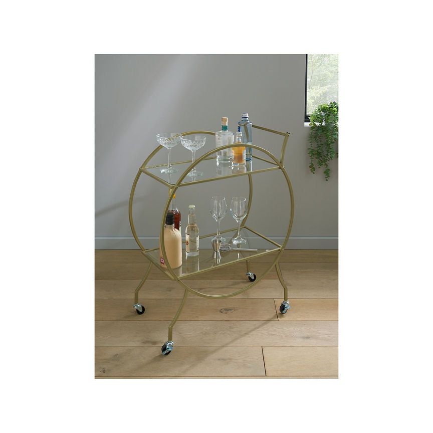 George Home Gold Metal Trim Drinks Trolley