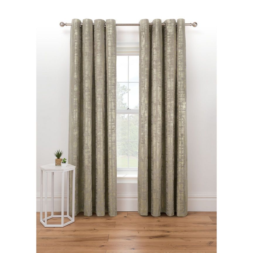 George Home Gold Shimmer Velvet Lined Eyelet Curtains