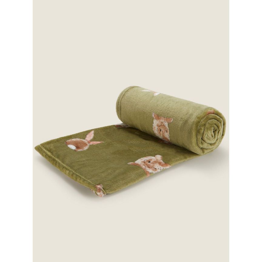 George Home Green Bunny Super-Soft Throw