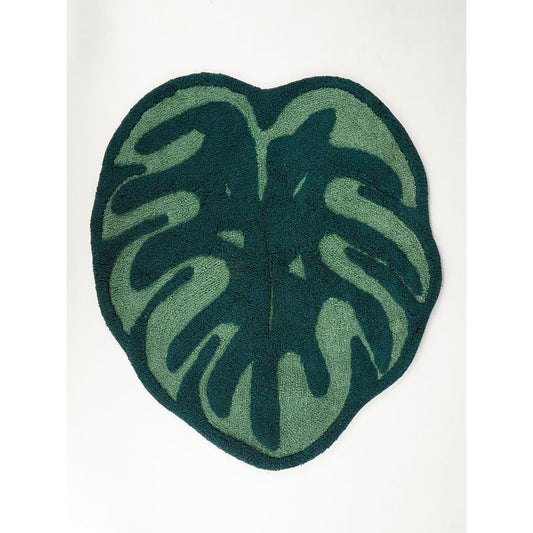 George Home Green Leaf Shaped Cotton Bath Mat
