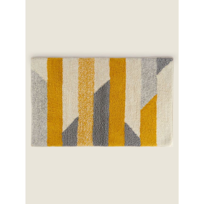 George Home Grey and Yellow Stripe Bath Mat