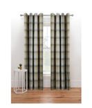 George Home Grey And Yellow Woven Check Print Eyelet Curtains