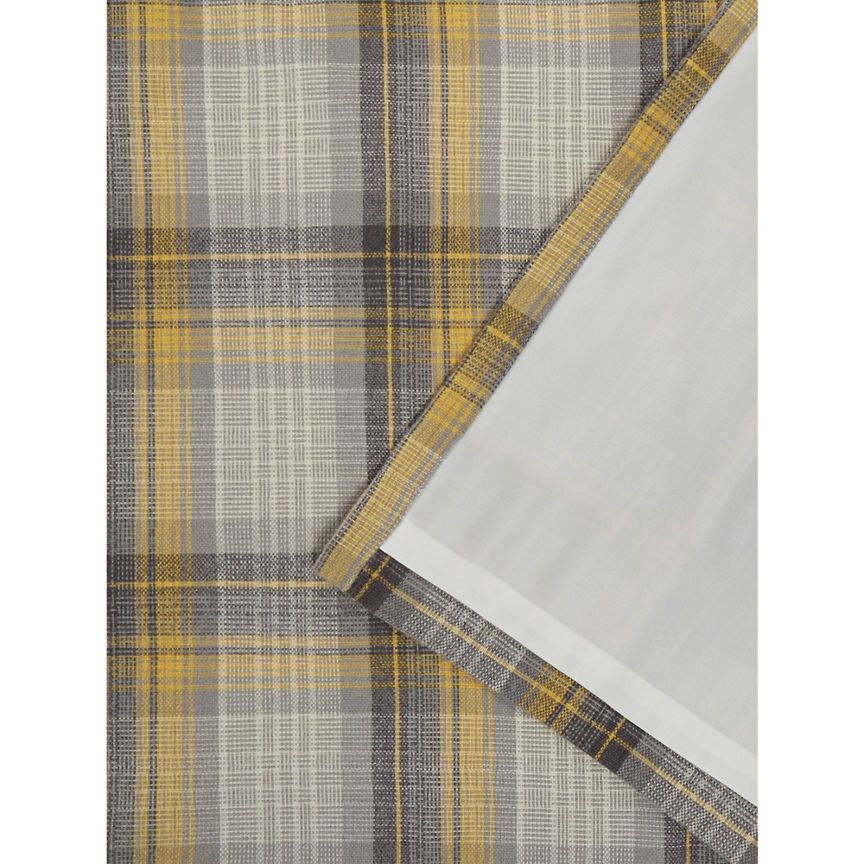 George Home Grey And Yellow Woven Check Print Eyelet Curtains