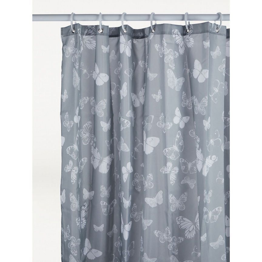 George Home Grey Butterfly Shower Curtain