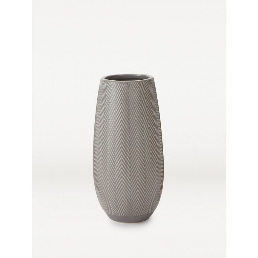 George Home Grey Chevron Textured Ceramic Vase 26.5cm