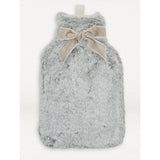 George Home Grey Faux Fur Bow Mini Hot Water Bottle