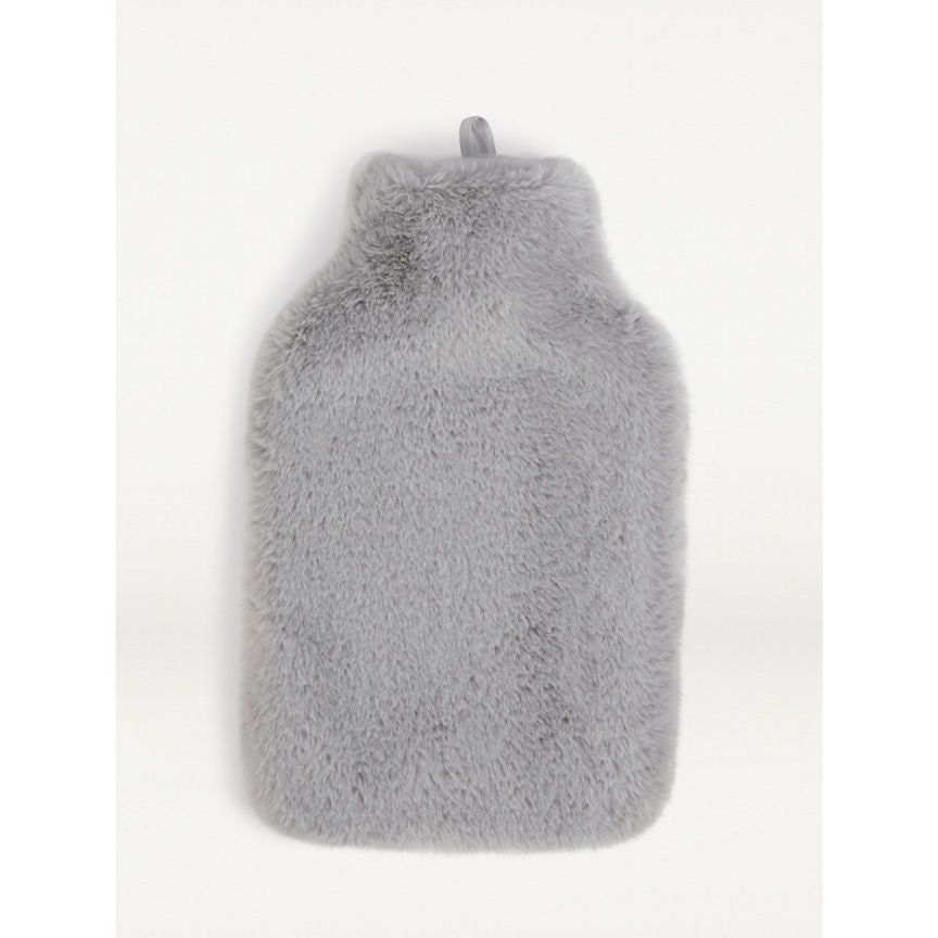 George Home Grey Faux Fur Hot Water Bottle