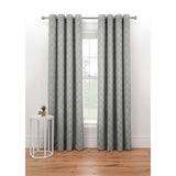 George Home Grey Geometric Print Lined Eyelet Curtains