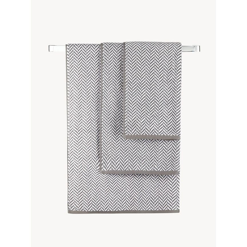 George Home Grey Herringbone Cotton Bath Towel