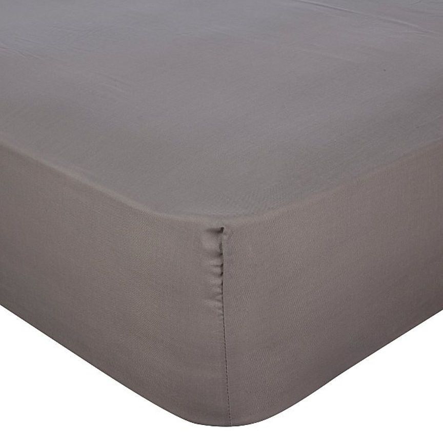 George Home Grey Percale 100% Cotton Fitted Sheet - King