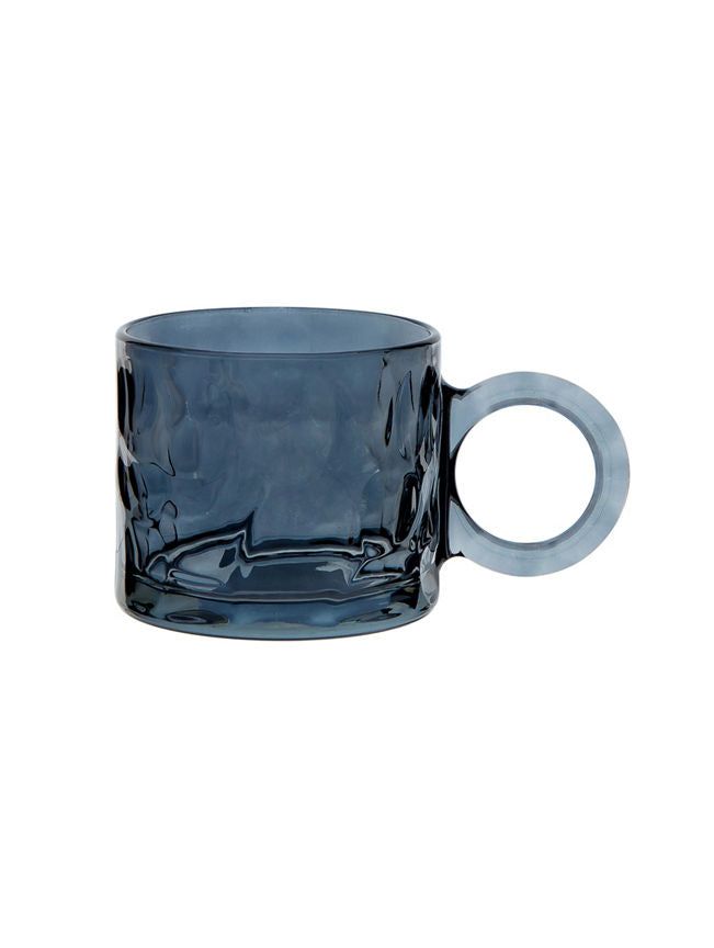 George Home Grey Smoked Dimple Glass Tea Mug