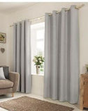 George Home Grey Textured Weave Lined Curtains