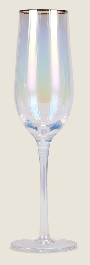 George Home Iridescent Ribbed Champagne Flute Glass