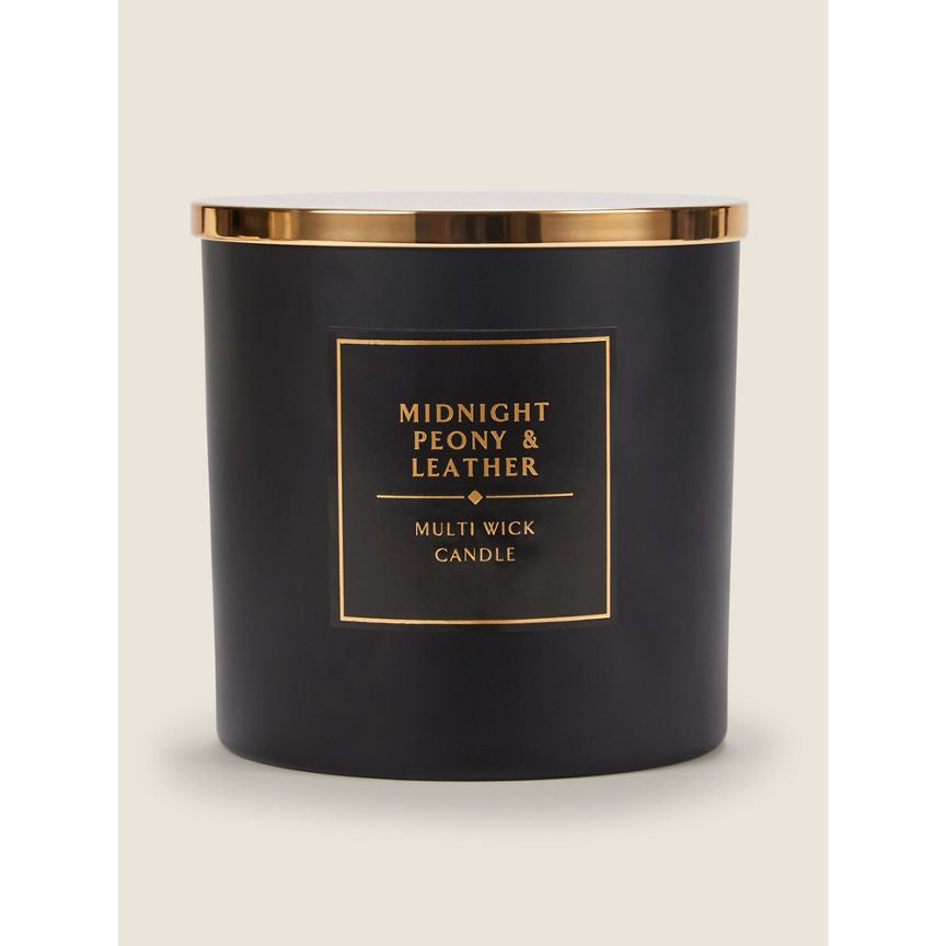 George Home Midnight Peony & Leather XL Multiwick Candle