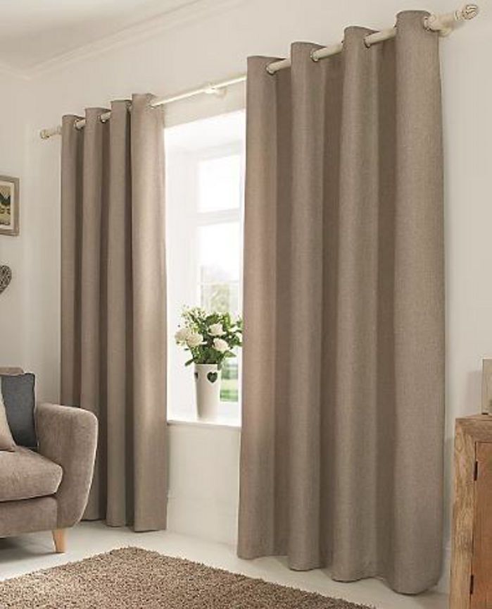 George Home Mink Textured Weave Lined Curtains