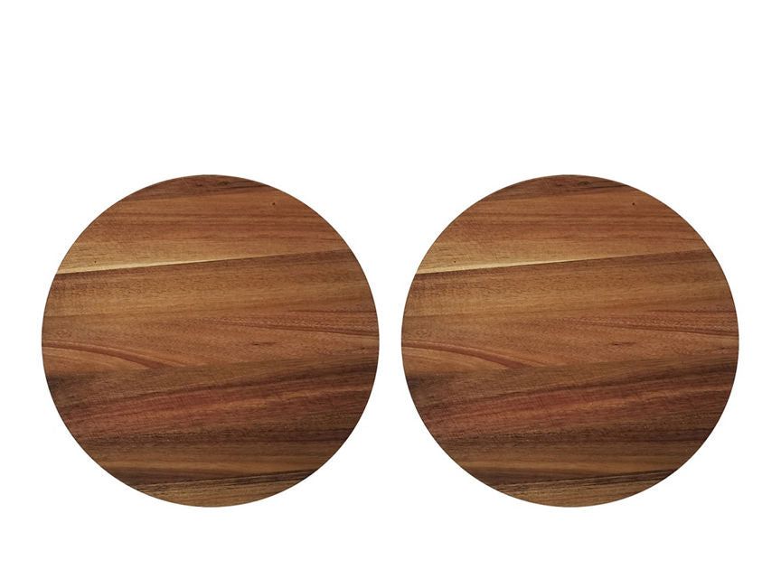 George Home Natural Acacia Wood Round Placemat - Set of 2