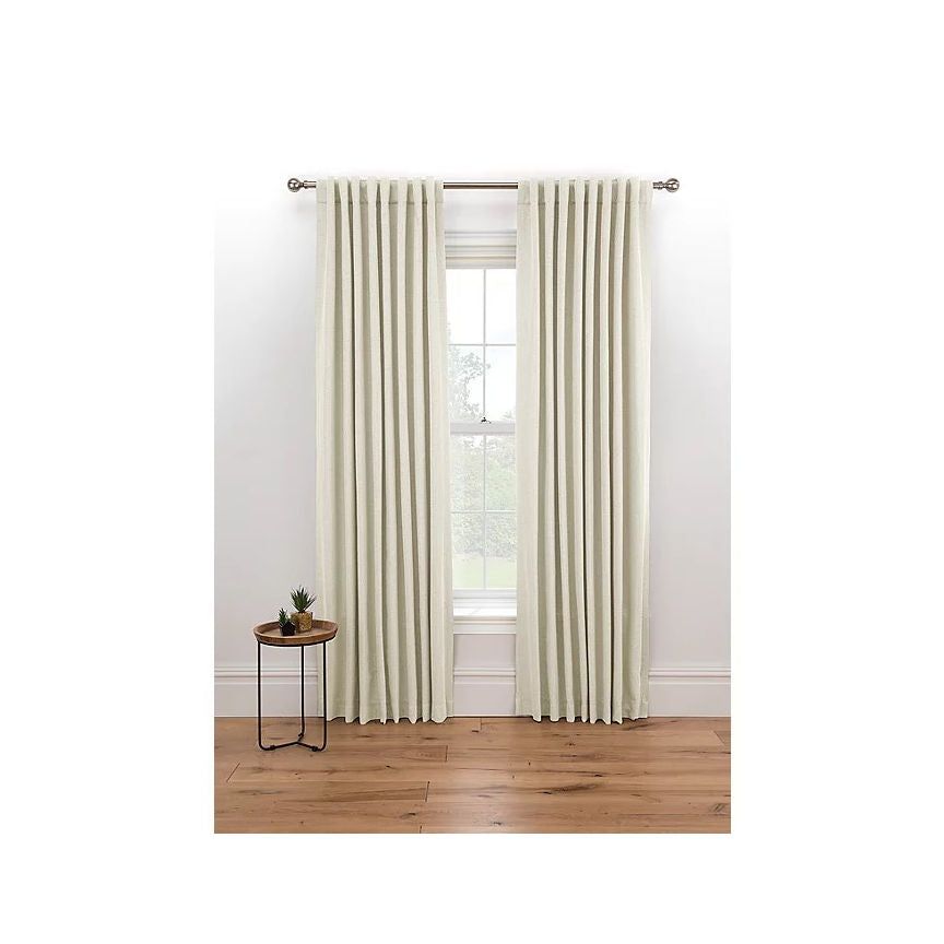 George Home Natural Herringbone Hidden Tab Top Blackout Curtains