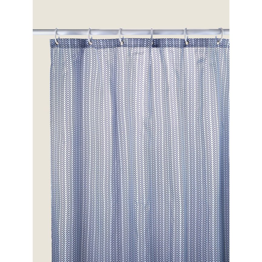 George Home Navy Herringbone Shower Curtain