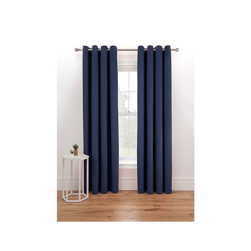 George Home Navy Matte Velvet Eyelet Curtains