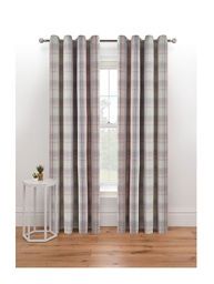 George Home Pink And Grey Woven Check Eyelet Curtains