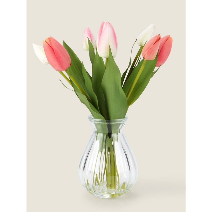 George Home Pink Artificial Tulips In Vase