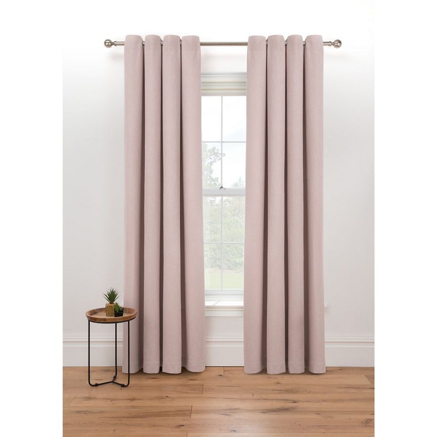 George Home Pink Boucle Woven Lined Eyelet Curtains