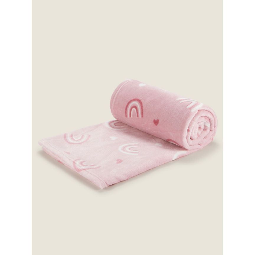 George Home Pink Heart Rainbow Fleece