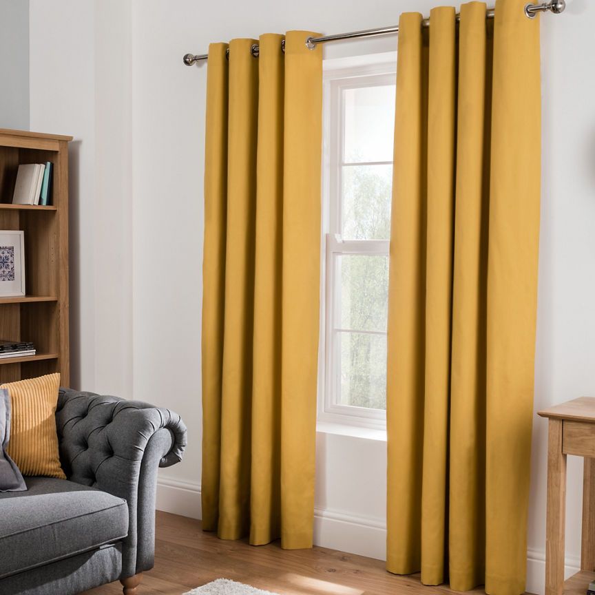 George Home Plain Eyelet Curtains - Honey