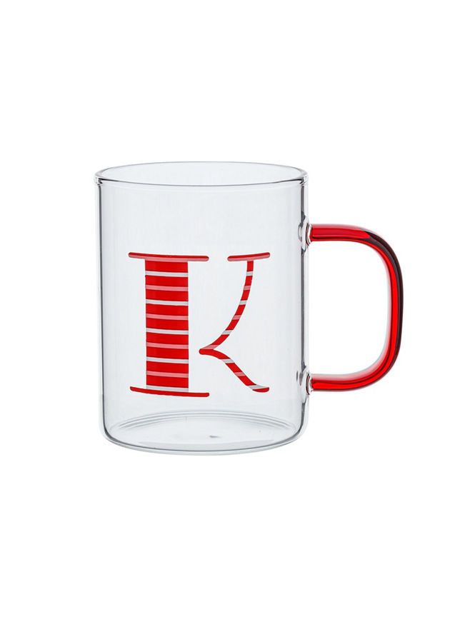 George Home Red Alphabet Glass Mug - K