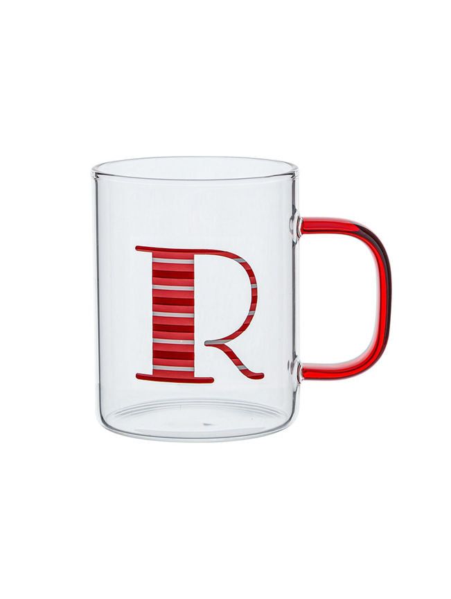 George Home Red Alphabet Glass Mug - R